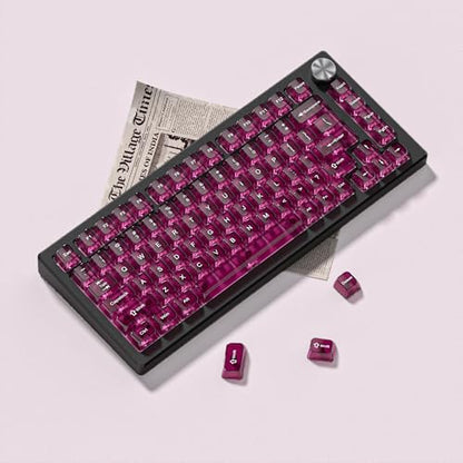 dagaladoo Clear keycaps,Transparent Keyboard keycaps,Jelly Key caps Set,Shine Through keycap，MDA Profile Keyboard caps for Mx Switches Mechanical Keyboard(Fuchsia) - color: Fuchsia
