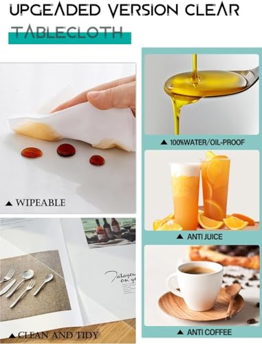 48X48 Inch Clear Plastic Dining Table Protector PVC Tablecloth Cover Vinyl Table Pad Heavy Duty Waterproof Furniture Topper Pad for Dinning Room Coffee Sofa Mat Glass Table Cover Rectangle - color: New Version Clear 1.5mm, size: 48" x 48"
