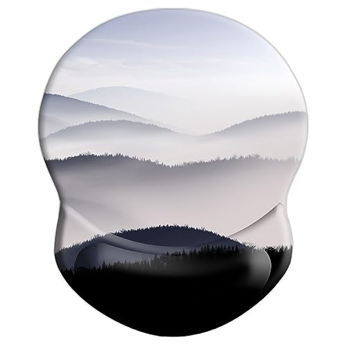 Ergonomic Mouse Pad with Wrist Support - Comfortable Computer Mouse Pad with Non-Slip PU Base for Home Office, Learning, Working, Gaming (Mountains Landscape) - color: Mountains Landscape