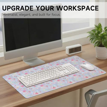 AUPET PU Leather Desk Pad Protector Blotter, Animal 35 x 17in Large Mouse Pad,Cute Office Desk Mat,Waterproof Non-Slip Desk Writing Drawing Pad for Office Home Game (Cute Pastel Cat) - color: Cute Pastel Cat