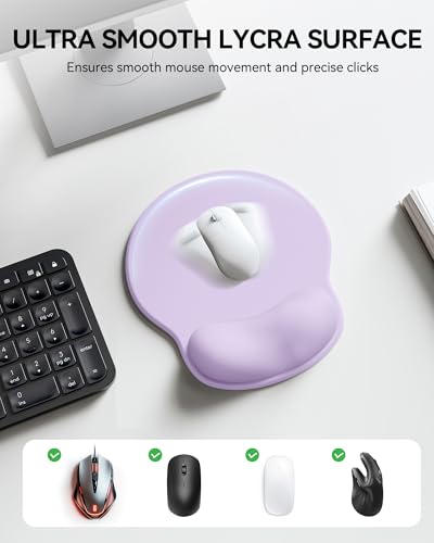 Mouse Pad with Wrist Rest, Ergonomic Mouse Pads for Desk, Office Non-Slip Mousepad with Gel Wrist Support(Lavender, 10.6''L x 9''W) - color: Lavender