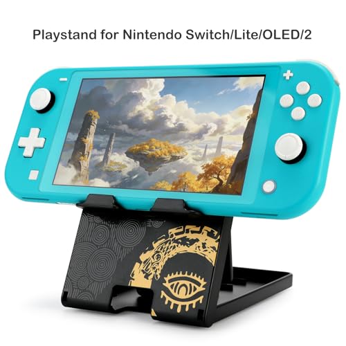 Tscope Cute Switch Stand, Compact Foldable Multi-Angle Adjustable Playstand Bracket, Portable Desktop Holder for Nintendo Switch/Switch 2 / Lite/OLED - color: Black-Tears