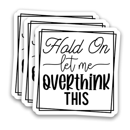 (3Pcs) Hold On Let Me Overthink This Sticker – Funny Sarcastic Overthinking Quote Stickers Waterproof Vinyl Decals for Office Desk, Work Humor, Laptop, Water Bottle, Scrapbook, 3" x 3" - color: Hold on Let Me Overthink This