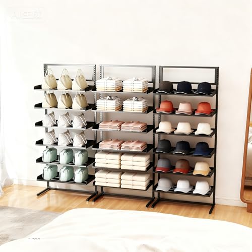 6 Tier Large Hat Rack Stand, Adjustable Baseball Cap Storage Rack with 6 Trays, Can Hold 180 Hats, Suitable for Home Cloakroom and Shopping Mall Display