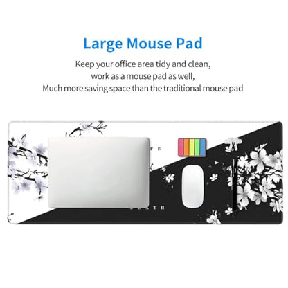 Japanese Life Death Keyboard Mat, Black White Japanese Anime Gaming Mouse Pad for Desk with Anti-Slip Rubber Base and Stitched Edges, Japanese Sakura Pagoda Sun Mouse Pad - color: Life Death
