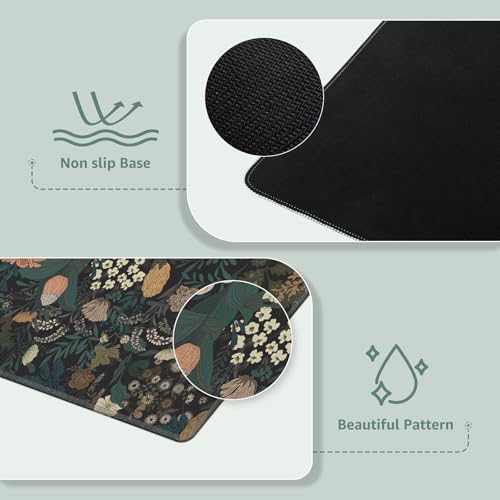 iCasso Desk Mat, XXL Large Mouse Pad for Desktop, Cute Pad With Stitched Edges, Anti-Slip Big Mousepad, Keyboard Mat for Computer, Work, Gaming (Weeds) - color: Weeds