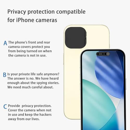 Front Camera Cover Compatible for iPhone 15/15 Plus with Rear Lens Cover,Protect Privacy and Security But Not Affect Facial Recognition（2Pack）-2025 Updated Version - size: 15/15Plus