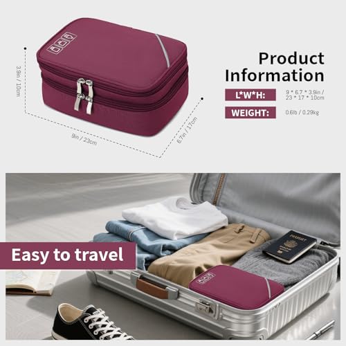 Lanola Electronic Organizer Travel Double Layer Cable Organizer Bag,Accessory Bag for Hard Drives,Cables,USB,SD Card,Memory Cards,Flash Drive,etc. - Red - color: 2-Red