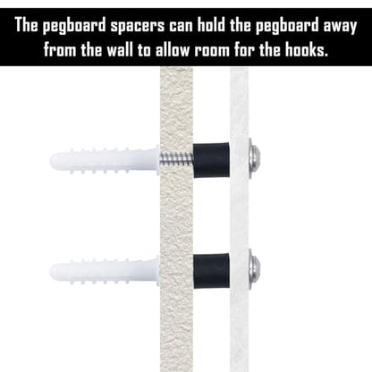 120 Pieces Pegboard Mounting Kit Wall Peg Boards Installation Accessories Pegboard Spacer Kit Includes Screws, Anchors, Spacers and Washers for 1/4-Inch Pegboard (30 Sets)