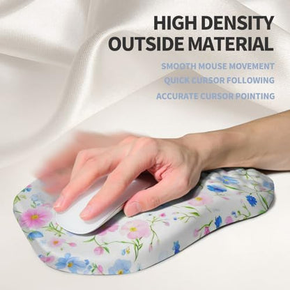 Ergonomic Raised Mouse Pad Wrist Support with Bilateral Slope Memory Foam Mousepad for Wrist Rest and Carpal Tunnel Pain Relief 11.8x7.9〃 Little Flower - color: Little Flower