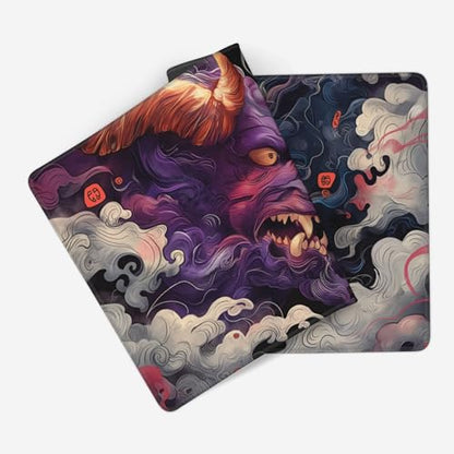 Extended Gaming Mouse Pad, XXL Non-Slip Rubber Base,Waterproof with Stitched Edges, Japanese Demon Design, Ultra-Smooth Cloth Surface, 35.4 x 15.7 Inches - color: Demon