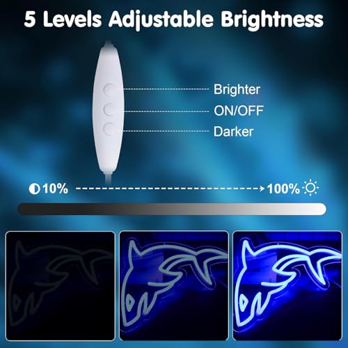 Shark Neon Signs for Wall Decor，Led Neon Light for Live Room, Bedroom, Christmas Birthday Party Gift - style: shark