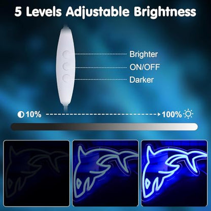 Shark Neon Signs for Wall Decor，Led Neon Light for Live Room, Bedroom, Christmas Birthday Party Gift - style: shark