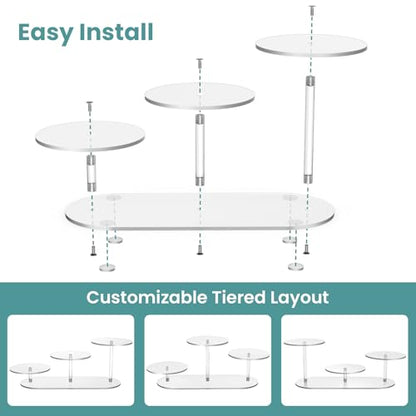 NiHome Display Stand for LEGO Botanical Collection Sets, Clear Acrylic 3-Tier Stepped Riser for Collectibles Figures Tabletop Plants Perfume Cupcakes, Room Decor, Tool-Free Quick Assembly, 1 Pack