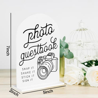 Photo Guest Book Sign, Wedding Guest Book Desk Decor, Wedding Engagement Party Bridal Shower Table Desk Acrylic Sign - color: Photo Guestbook