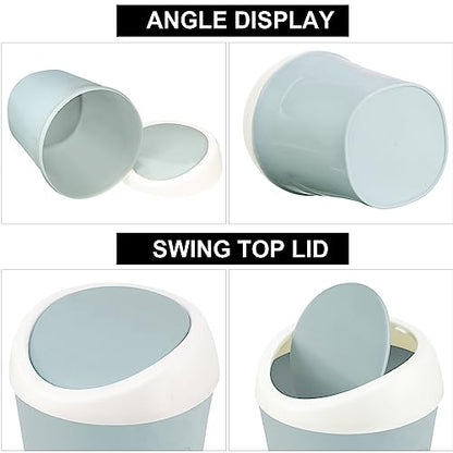 Zhehao 8 Pcs Plastic Mini Wastebasket Trash Can with Swing Lid 360 Trash Bags Desktop Small Garbage Bin Countertop Vanity Tabletop Waste Paper Basket for Home Office (Blue,Green,Pink) - color: Blue,Green,Pink