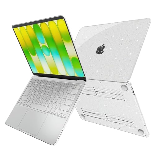 G JGOO Compatible with MacBook Neo Case 13 inch 2026 Model A3404 with A18 Pro Chip, Glitter Protective Plastic Hard Shell for Mac Neo Case with Keyboard Cover & Screen Protector, Sparkly Clear - color: Glitter Clear