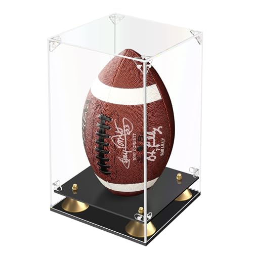 KOLIPI Football Display Case Full Size, Clear Acrylic Box with Double Layer Base Display Stand for Football Fans & Collectors, Sports Collectibles, Assembly Required - size: Football Case, 8x8x12.5 inches