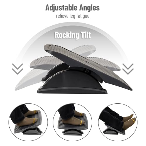 Mind Reader Foot Rest, Under Desk at Work, Ergonomic, Height Adjustable, Office, Plastic, Black - size: Plastic Foot Rest