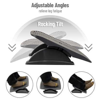 Mind Reader Foot Rest, Under Desk at Work, Ergonomic, Height Adjustable, Office, Plastic, Black - size: Plastic Foot Rest