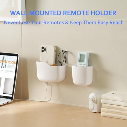 SUNFICON Wall Mount Remote Holder TV FAN Remote Control Holder Bedside Caddy Wall Organizer Phone Holder for Office Adhesive Media Player Controller Holder Box Tray Home Desk Nightstand White 3PACK - color: 3PACK WHITE