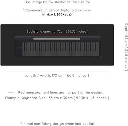 Clairevoire Piano Keyboard Dust Cover for 61 Keys to 88 Keys, Electric Pianos Cover, Digital Pianos Cloth Protection, Lightweight and Adjustable Closure,Ebony Black, L - Keyboard Piano up to 61" x 21" - color: Ebony Black, size: Large