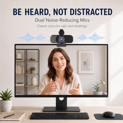 1080P Webcam with Microphone and Physical Privacy Cover, Noise Cancelling USB Web Camera, Auto Light Correction, Plug and Play, Wide Angle PC Camera for Zoom, Online Class, Laptop/Desktop - style: mirror plate-1080p