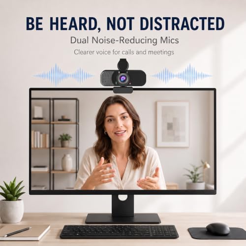 1080P Webcam with Microphone and Physical Privacy Cover, Noise Cancelling USB Web Camera, Auto Light Correction, Plug and Play, Wide Angle PC Camera for Zoom, Online Class, Laptop/Desktop - style: mirror plate-1080p