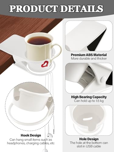 Kalolary 1PCS New Drinking Cup Holder Clip with Groove Table Bottle Cup Stand DIY Glass Cup Clamp Storage Saucer Clip Water Coffee Mug Holder Saucer Clip for Home Desk, White - color: 1PCS White