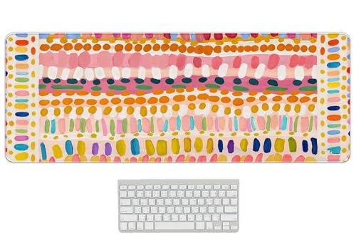 Colorful Mouse Pad Matisse Boho Desk Mats 31.5x11.8 | Aesthetic Mouse Pad, Long Laptop Keyboard Mat, Girly Desk Decor for Office Dorm - color: Colorful Boho, size: 31.5L x 11.8W inches