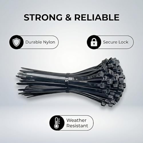 600 Pack Zip Ties Heavy Duty Assorted Sizes, Black UV Resistant Self-Locking Nylon Zip Ties for Indoor Outdoor Wire Management, Home, Office, Garden and Industrial Use - size: 8+12+16+18 600 Pack