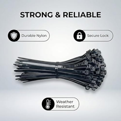 600 Pack Zip Ties Heavy Duty Assorted Sizes, Black UV Resistant Self-Locking Nylon Zip Ties for Indoor Outdoor Wire Management, Home, Office, Garden and Industrial Use - size: 8+12+16+18 600 Pack
