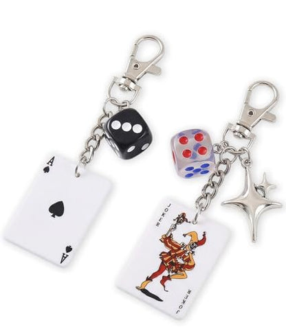 Novelty Poker and Billiards Keychain Keychains - Dice Pearl Bow Charm, Accessory for Backpacks, Purses, and Car Keys - color: Playing Card Dice Keychain