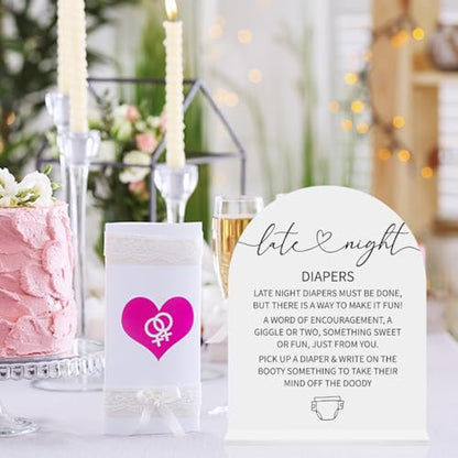 Late Night Diapers Sign Funny Baby Shower Diaper Game Sign Shower Reception Event Party Table Desk Acrylic Decor 8x10 Inch - color: late night diaper