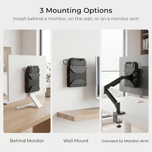 Mini PC VESA Mount for Lenovo with Desk Clamp Behind Monitor/Wall/Under Desk/C-Clamp Desktop Mounting Bracket for Lenovo ThinkCentre M600 M700 M710Q M910Q Tiny Desktops Mini PC Mount to Monitor Arm