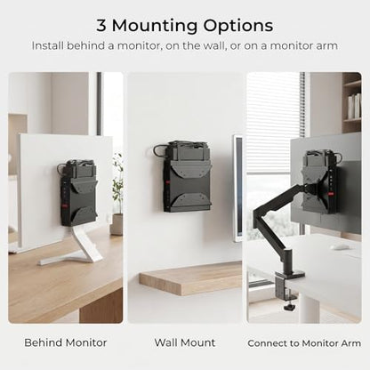 Mini PC VESA Mount for Lenovo with Desk Clamp Behind Monitor/Wall/Under Desk/C-Clamp Desktop Mounting Bracket for Lenovo ThinkCentre M600 M700 M710Q M910Q Tiny Desktops Mini PC Mount to Monitor Arm