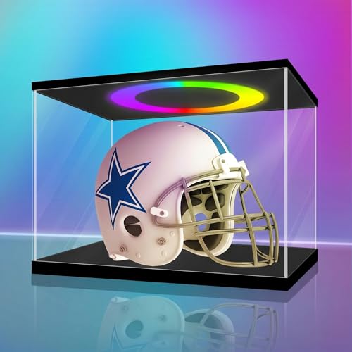 LANSCOERY Acrylic Display Case 15.8x11x11.8 in, 10mm Base, RGB Ring Light, 3mm Clear Panels, Front Door for Action Figures and Models - size: 15.8x11x11.8inch; 40x28x30cm