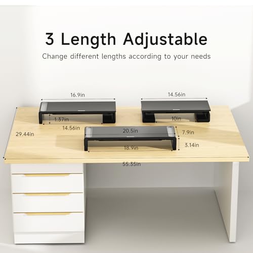 OImatser Monitor Stand Riser with USB 3.0 Hub & Type-C Port, Foldable Adjustable Computer Stand with Storage Drawer, Pen Slot & Phone Holder, Space Saving Laptop Stand for Home Office Desk Organization (Black-3.0 HUB-Adapter) - color: Black-3.0 HUB-Adapte