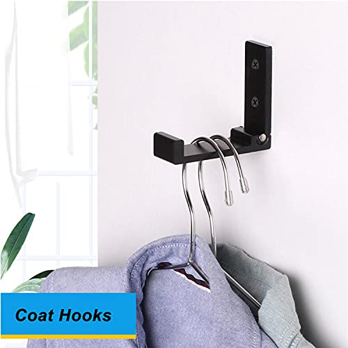 ZEYU Folding Coat Hooks, 10Pcs Wall Hooks for Hanging Coat Towel Hooks Hardware Heavy Duty Aluminum Alloy Headphone Holder Hooks No Rust Wall Mounted with Screws for Bags Fitness Equipment - color: 10Pcs-Black