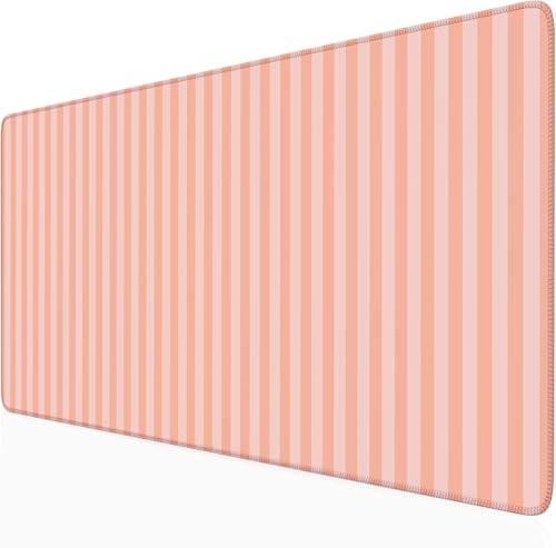 Orange Pink Striped Desk Mat Cute Pastel XXL Large Gaming Mouse Pad Desk Pad Kawaii Aesthetic Cozy Keyboard Laptop Computer Mat Home Office Decor for Women - color: A5- Orange Pink