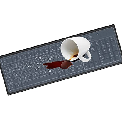 (2 Pack) Universal Clear Anti-Dust Keyboard Skin Protector Cover for 104/107 Keys Standard Desktop Keyboard Reusable Waterproof Keyboard Cover