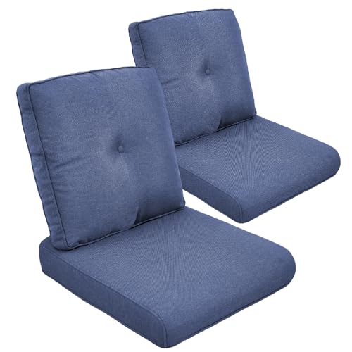 Outdoor Chair Cushion Set of 2, Waterproof Outdoor Seat Cushions 25x22, Patio Chair Cushions for Outdoor Furniture, Couch Cushion Replacement, Include 2 Back & 2 Seat Cushions, Button/Blue - color: Navy Blue, size: 22"x25" Deep Seat