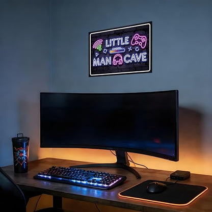 12×8 Inch Neon Aluminum Gaming Sign Wall Art Boys Teen Bedroom | arcade merch,video poster,hobby novelties,teen collectibles,male trinkets,retro accents - color: PM321007, size: 12" x 8"