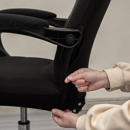 Melaluxe Office Chair Cover with Arm Covers - Universal Stretch Desk Chair Cover, Computer Chair Slipcovers (Size: L) - Black - color: Black, size: Large with Arm Cover