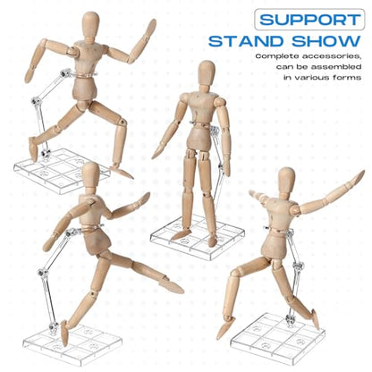 Wonderjune 24 Pack Action Figure Stand Model Support Stand Clear Doll Base Assembly Action Figure Display Holder Base with Screwdriver Compatible HG/RG 1/144 Toy, Transparent(6.3 Inches) - size: 6.3 Inches