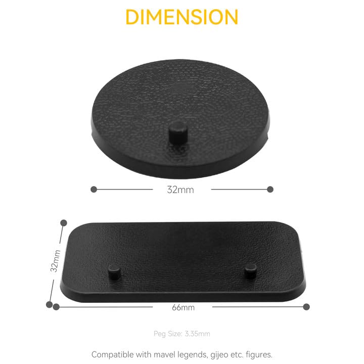 28PCS 6inch Action Figure Stand Bases, Assembly Display Holder Accessories, Fit for Most 1/12 Scale Mavel Legends Series/Gi Jeo Classified Series/D C/Mo tu Figures, Black/ Mix Square & Round Shape - color: 28PACK Black(Square&Round)