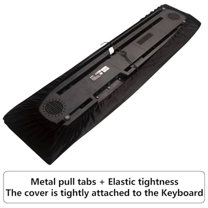 Premium Suede Digital Piano Keyboard Cover for 76-88 Keys - Dust Protection with Elastic Drawstrings & Dual Music Stand Zippers - Play Without Removing - Minimalist Pure Black