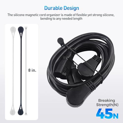 Cable Matters 10-Pack Ultra Strong Silicone Magnetic Cable Ties, Magnetic Cord Ties/ZipTies/Cord Organizer, Black and White - style: 10-Pack