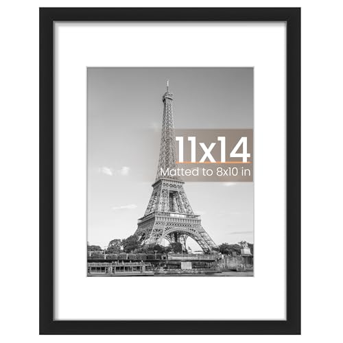 upsimples 11x14 Picture Frame, Display Pictures 8x10 with Mat or 11x14 Without Mat, Wall Hanging Photo Frame, Black, 1 Pack - color: Black, size: 11x14