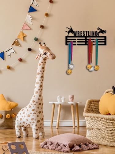 Resama Medal Hanger Holder Display Wall Rack Frame Shelf-Medal Hanger Awards Ribbon Soccer,Gymnastics,Holder Display Rack for 60 Medals - color: Black